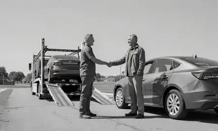 Vehicle owner beside their delivered car in Collierville, Tennessee, United States