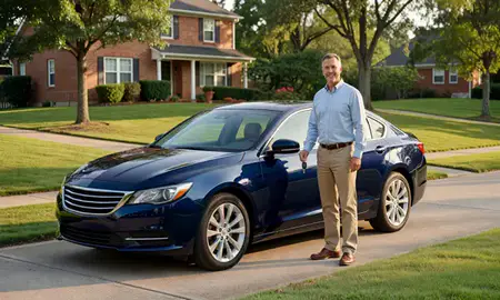 Car delivered to a driveway in Farragut, Tennessee, United States