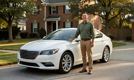 Customer with their delivered car in Franklin, Tennessee, United States