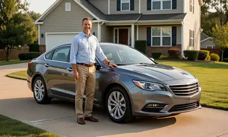 Customer with their delivered car in Germantown, Tennessee, United States