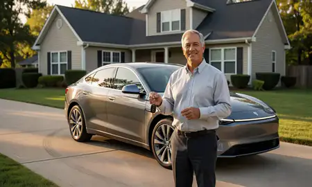 Car delivered to a driveway in Germantown, Tennessee, United States
