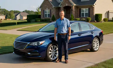 Car delivered to a driveway in Hendersonville, Tennessee, United States