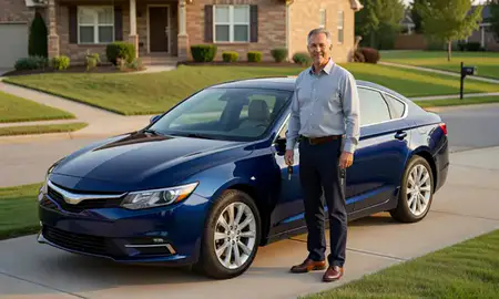 Car delivered to a driveway in Jackson, Tennessee, United States