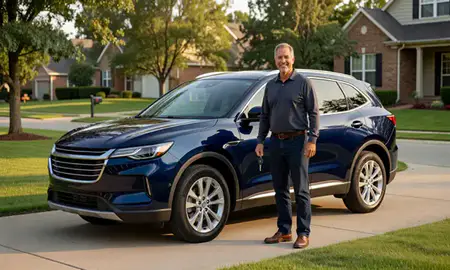 Car delivered to a driveway in Knoxville, Tennessee, United States
