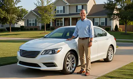 Customer with their delivered car in Lebanon, Tennessee, United States