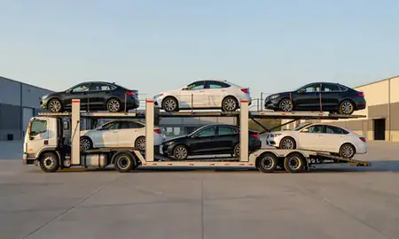 Car transporter parked in an industrial area of Maryville, Tennessee, United States