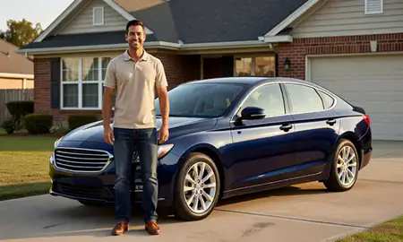 Customer with their delivered car in Memphis, Tennessee, United States
