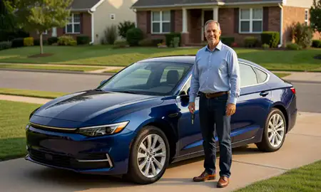 Car delivered to a driveway in Morristown, Tennessee, United States