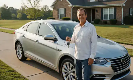 Car delivered to a driveway in Murfreesboro, Tennessee, United States