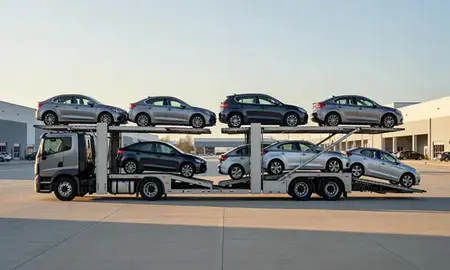 Car transporter parked in an industrial area of Murfreesboro, Tennessee, United States