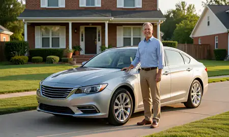 Customer with their delivered car in Shelbyville, Tennessee, United States