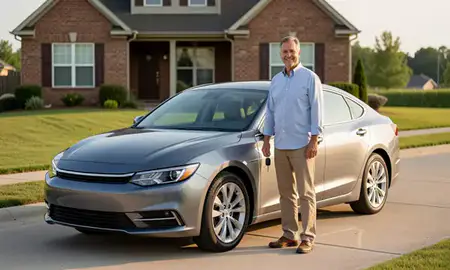 Car delivered to a driveway in Smyrna, Tennessee, United States