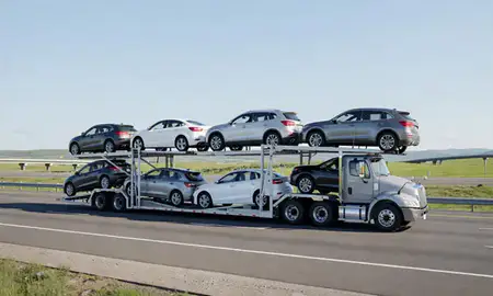 Multi-level car carrier on the highway to Spring Hill, Tennessee, United States