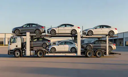 Car transporter parked in an industrial area of Spring Hill, Tennessee, United States