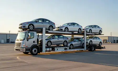 Car transporter loaded with vehicles in Spring Hill, Tennessee, United States