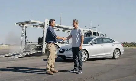 Vehicle owner beside their delivered car in Texas, United States