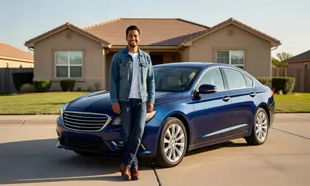 Customer with their delivered car in Amarillo, Texas, United States