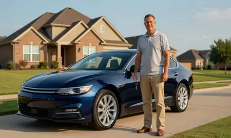 Car delivered to a driveway in Arlington, Texas, United States