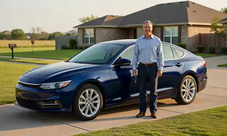 Car delivered to a driveway in Austin, Texas, United States