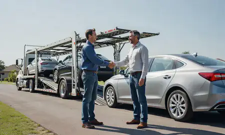 Vehicle owner beside their delivered car in Austin, Texas, United States