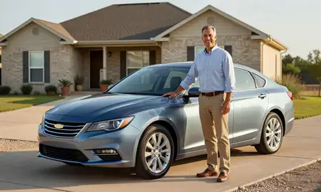 Customer with their delivered car in Beaumont, Texas, United States