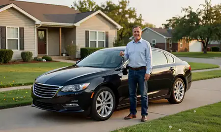 Car delivered to a driveway in Beaumont, Texas, United States