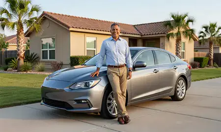 Customer with their delivered car in Brownsville, Texas, United States