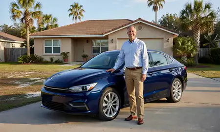 Customer with their delivered car in Corpus Christi, Texas, United States