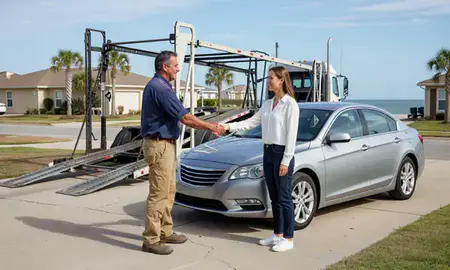 Vehicle owner beside their delivered car in Corpus Christi, Texas, United States