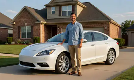 Customer with their delivered car in Dallas, Texas, United States