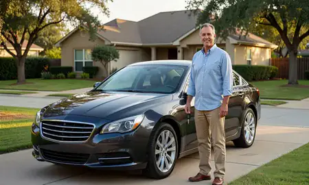Car delivered to a driveway in Dallas, Texas, United States