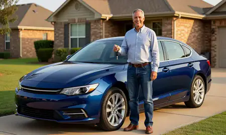 Car delivered to a driveway in Denton, Texas, United States