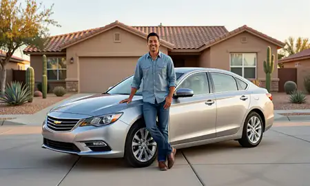 Customer with their delivered car in El Paso, Texas, United States