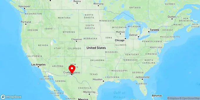 Map of El Paso, Texas, United States