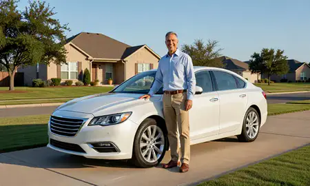 Customer with their delivered car in Fort Worth, Texas, United States