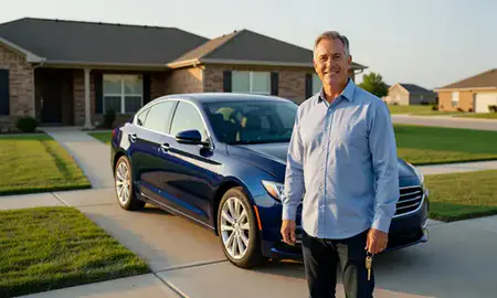 Car delivered to a driveway in Fort Worth, Texas, United States