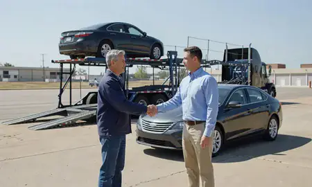 Vehicle owner beside their delivered car in Fort Worth, Texas, United States