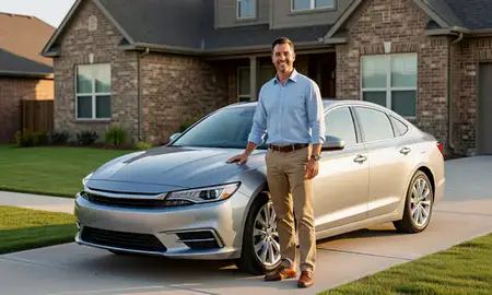 Customer with their delivered car in Frisco, Texas, United States