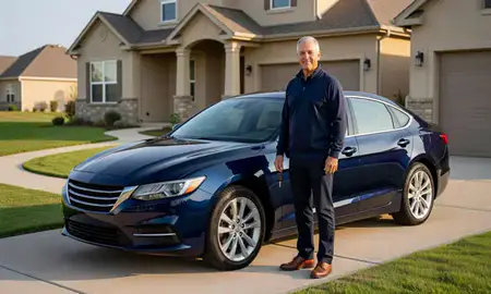 Car delivered to a driveway in Frisco, Texas, United States