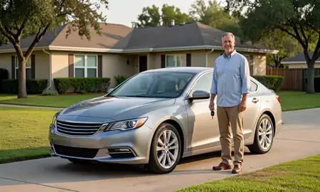 Car delivered to a driveway in Galveston, Texas, United States