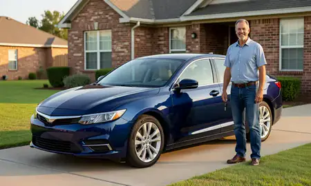 Car delivered to a driveway in Garland, Texas, United States