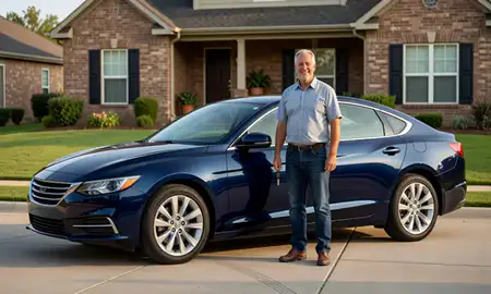 Car delivered to a driveway in Grand Prairie, Texas, United States