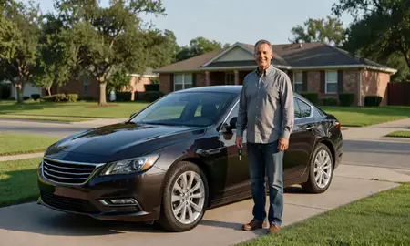 Car delivered to a driveway in Houston, Texas, United States