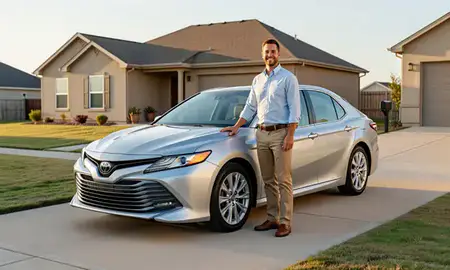 Customer with their delivered car in Killeen, Texas, United States
