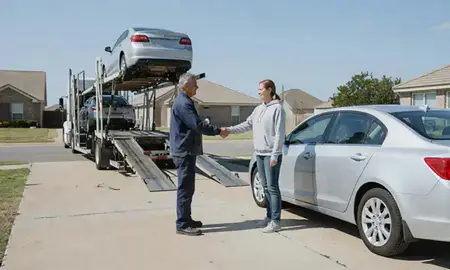 Vehicle owner beside their delivered car in Killeen, Texas, United States