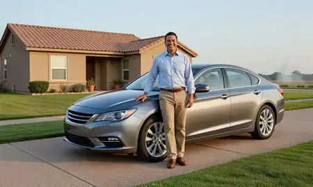 Customer with their delivered car in Laredo, Texas, United States
