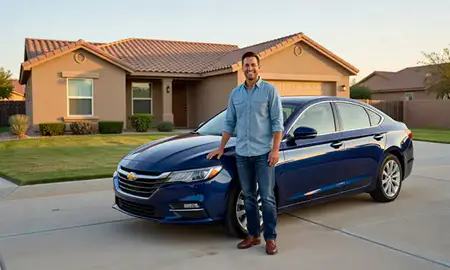 Customer with their delivered car in Lubbock, Texas, United States