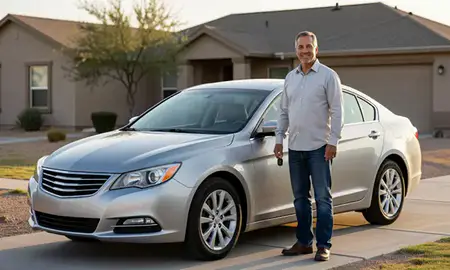 Car delivered to a driveway in Lubbock, Texas, United States