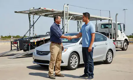 Vehicle owner beside their delivered car in McAllen, Texas, United States