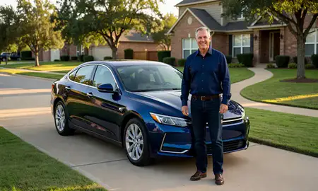 Car delivered to a driveway in McKinney, Texas, United States